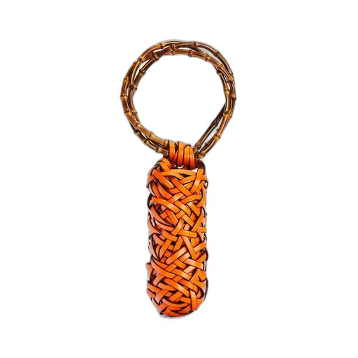 Woven nest vase in calfskin and bamboo