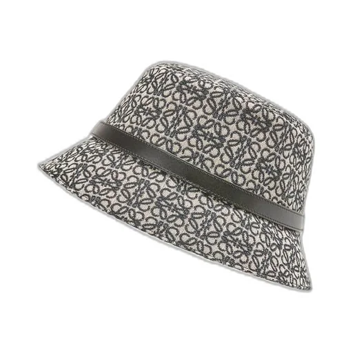 Anagram bucket hat in jacquard and calfskin