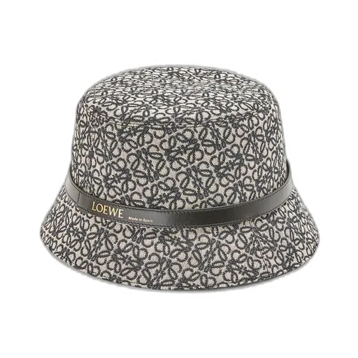 Anagram bucket hat in jacquard and calfskin