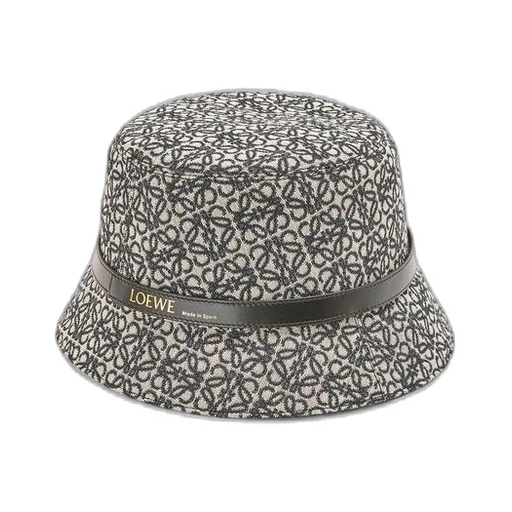 Anagram bucket hat in jacquard and calfskin