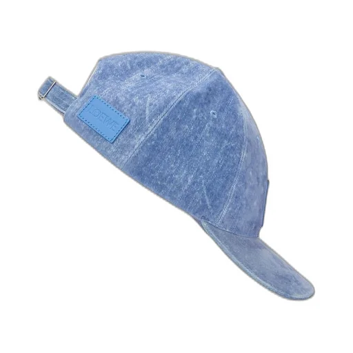 Patch cap in flocked denim