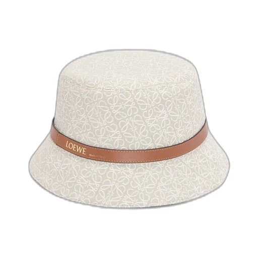 Bucket hat in Anagram jacquard and calfskin