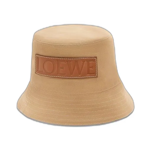 Bucket hat in canvas and calfskin