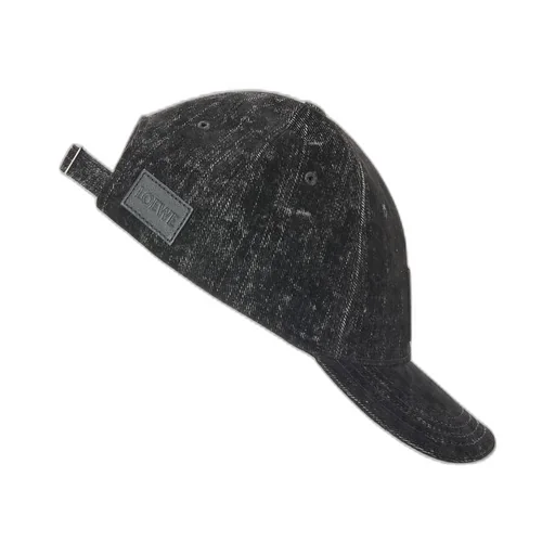 Patch cap in flocked denim