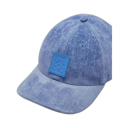 Patch cap in flocked denim