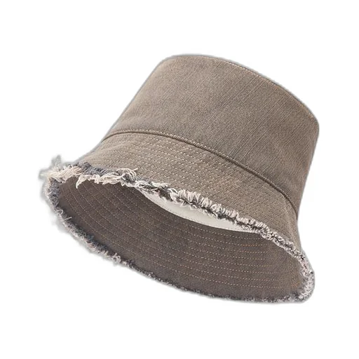 Bucket hat in denim calfskin