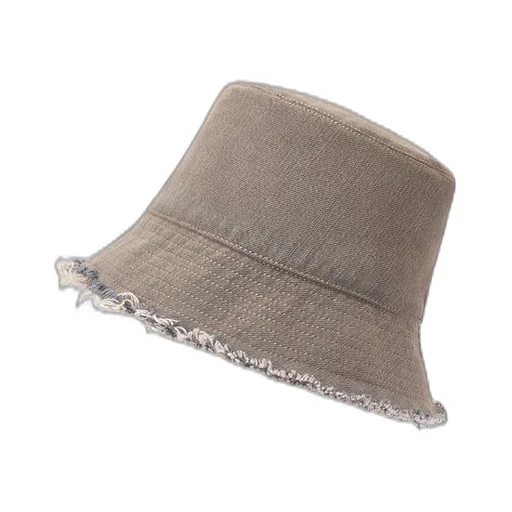 Bucket hat in denim calfskin