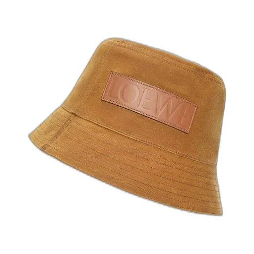 Bucket hat in waxed canvas and calfskin