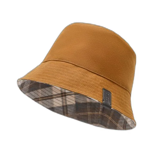 Reversible bucket hat in waxed canvas and tartan