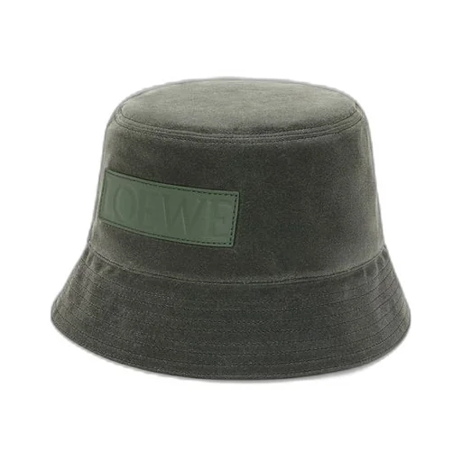 Bucket hat in waxed canvas and calfskin