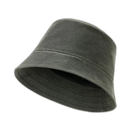 Bucket hat in waxed canvas and calfskin