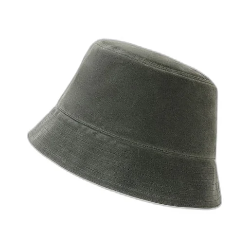 Bucket hat in waxed canvas and calfskin
