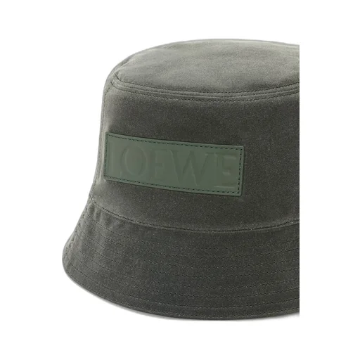 Bucket hat in waxed canvas and calfskin