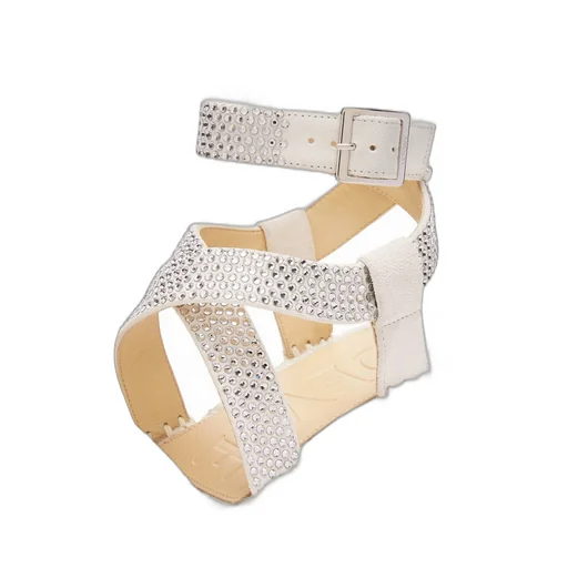 Petal espadrille platform in suede calfskin and rhinestones