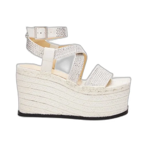 Petal espadrille platform in suede calfskin and rhinestones