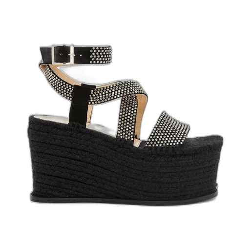 Petal espadrille platform in suede calfskin and rhinestones