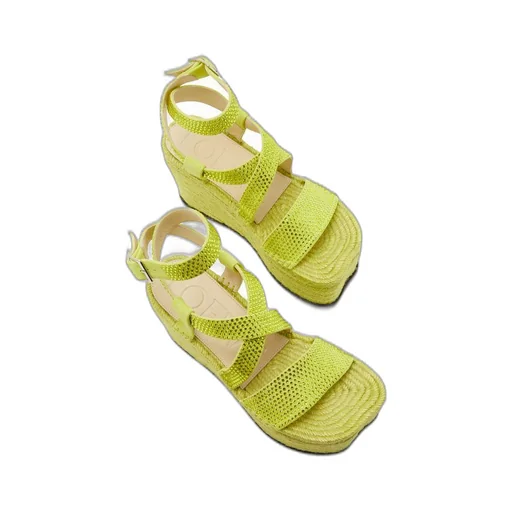 Petal espadrille platform in suede calfskin and rhinestones