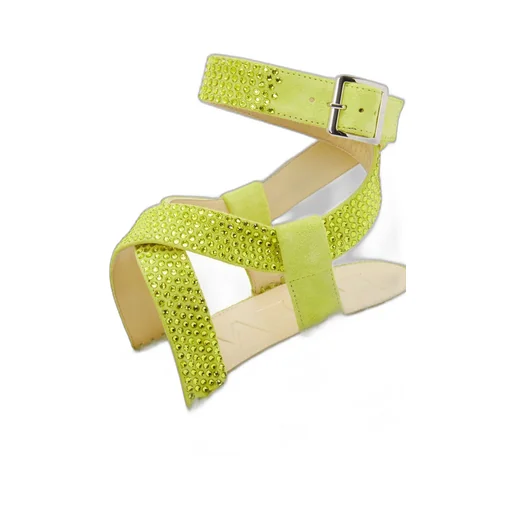 Petal espadrille platform in suede calfskin and rhinestones