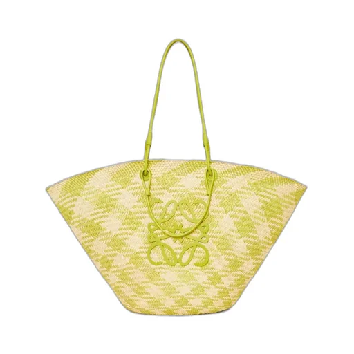 Large Anagram Basket bag in iraca palm and calfskin