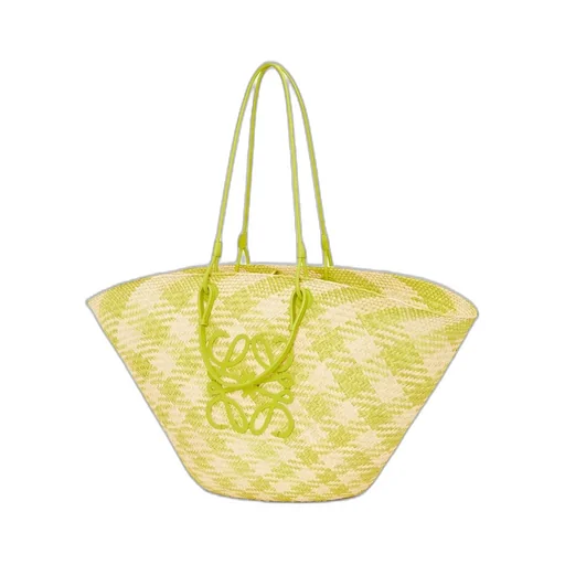 Large Anagram Basket bag in iraca palm and calfskin