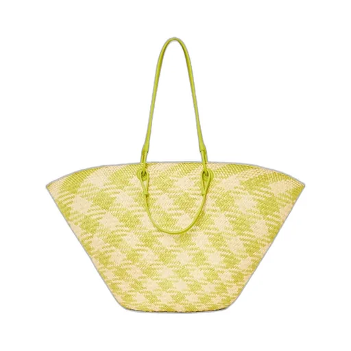 Large Anagram Basket bag in iraca palm and calfskin
