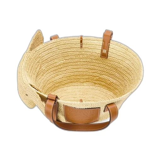 Small Elephant Basket bag in raffia and calfskin