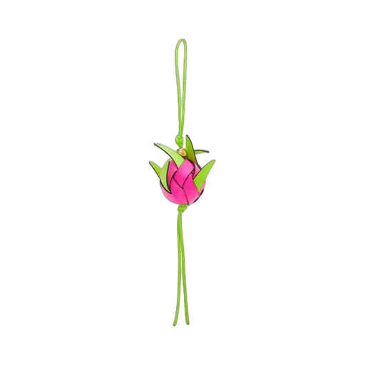 Dragon fruit woven charm in classic calfskin