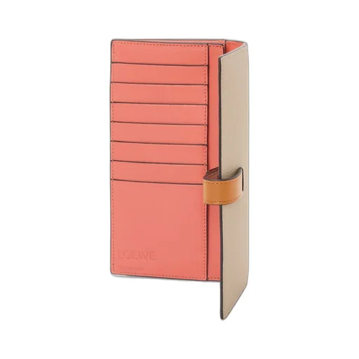 Large vertical wallet in grained calfskin