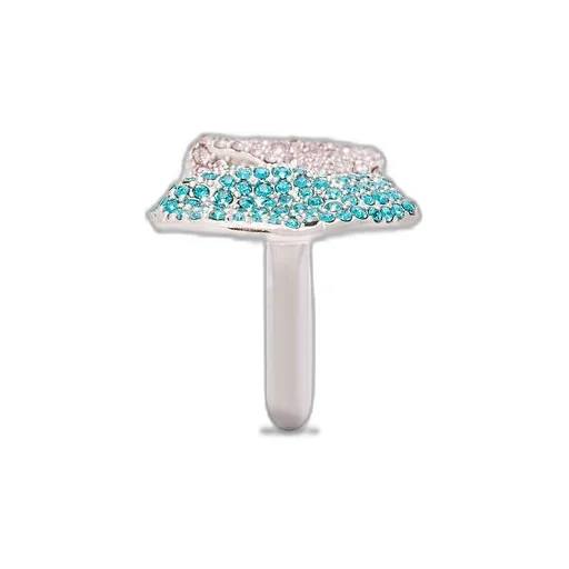 Glitter Fragment double ring in sterling silver and crystals