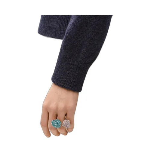 Glitter Fragment double ring in sterling silver and crystals