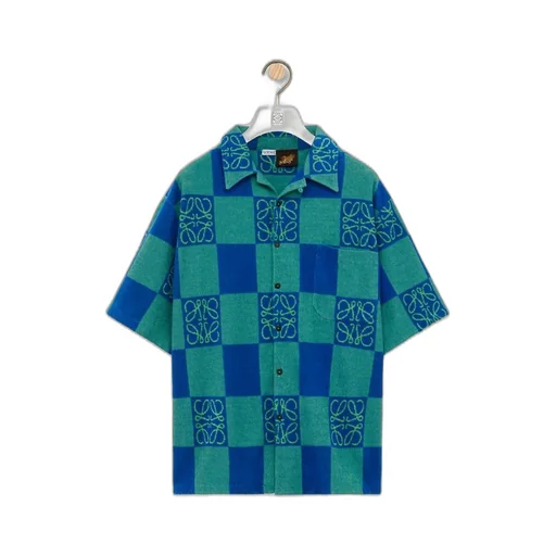 Short sleeve shirt in terry cotton jacquard