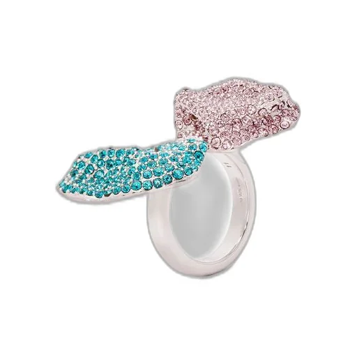 Glitter Fragment double ring in sterling silver and crystals