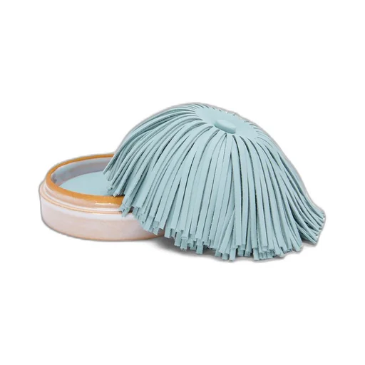 Small tassel box in ceramic and calfskin
