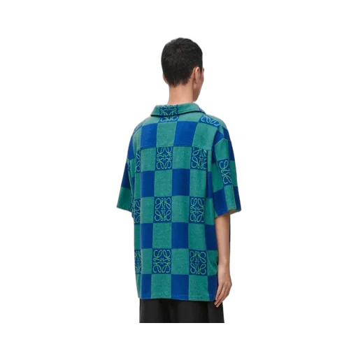 Short sleeve shirt in terry cotton jacquard