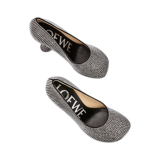 Toy pump in suede and allover rhinestones