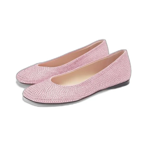 Toy ballerina in suede and allover rhinestones