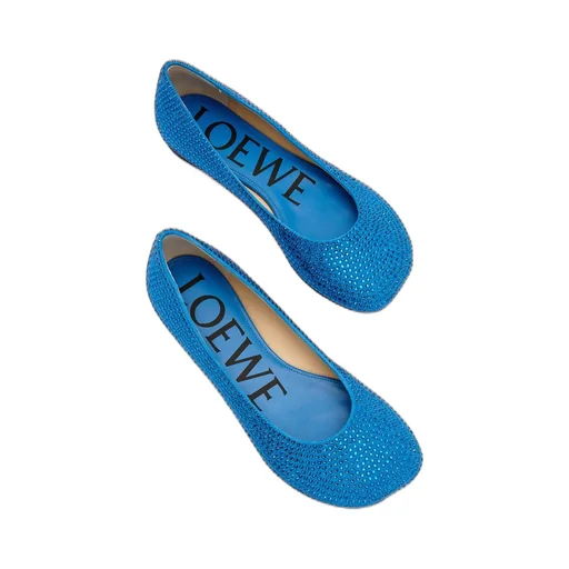 Toy ballerina in suede and allover rhinestones