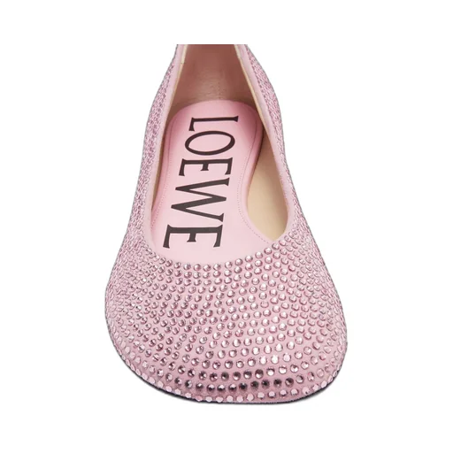 Toy ballerina in suede and allover rhinestones