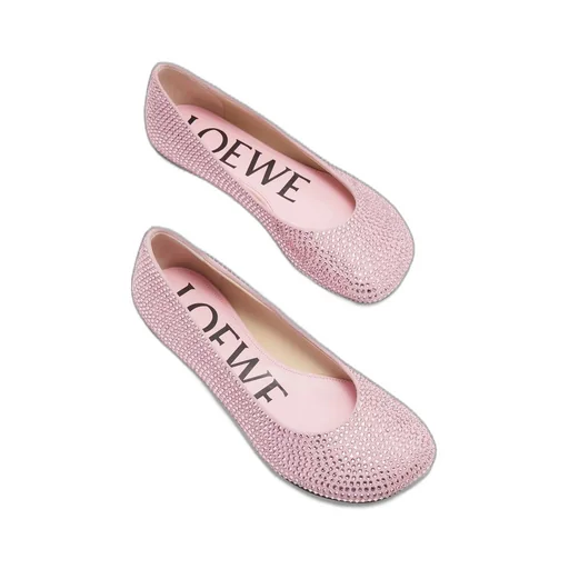 Toy ballerina in suede and allover rhinestones