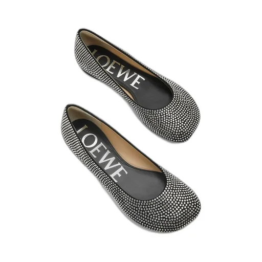 Toy ballerina in suede and allover rhinestones