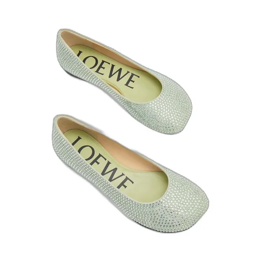 Toy Ballerina In Calf Suede And Allover Rhinestones