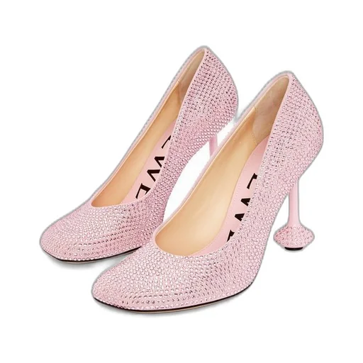 Toy pump in suede and allover rhinestones