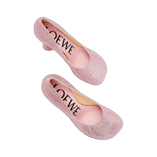 Toy pump in suede and allover rhinestones
