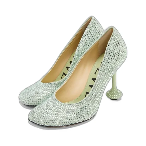 Toy pump in suede and allover rhinestones
