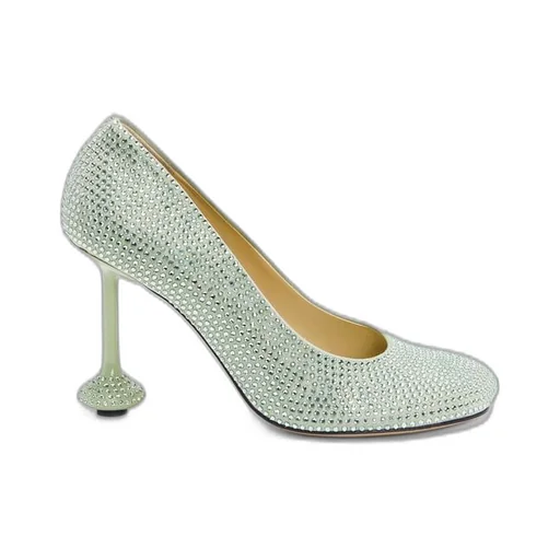 Toy pump in suede and allover rhinestones