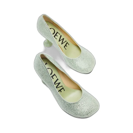 Toy pump in suede and allover rhinestones