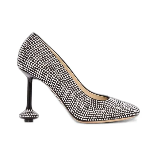 Toy pump in suede and allover rhinestones