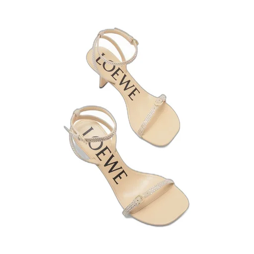 Petal sandal in suede and allover strass