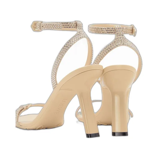 Petal sandal in suede and allover strass