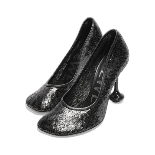 Toy pump in mesh and allover sequins
